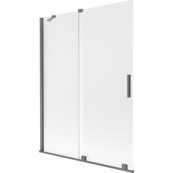 Mexen Velar Paratia Per Vasca A 2 Ante Scorrevoli 130 X 150 Cm, Smerigliato, Gun Metal - 896-130-000-31-95-image