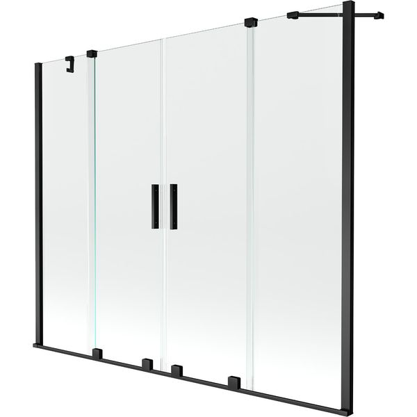Mexen Velar Duo Paravento Vasca 2-Ante Scorrevole 190 X 150 Cm, Trasparente, Nero - 896-190-000-02-70-image