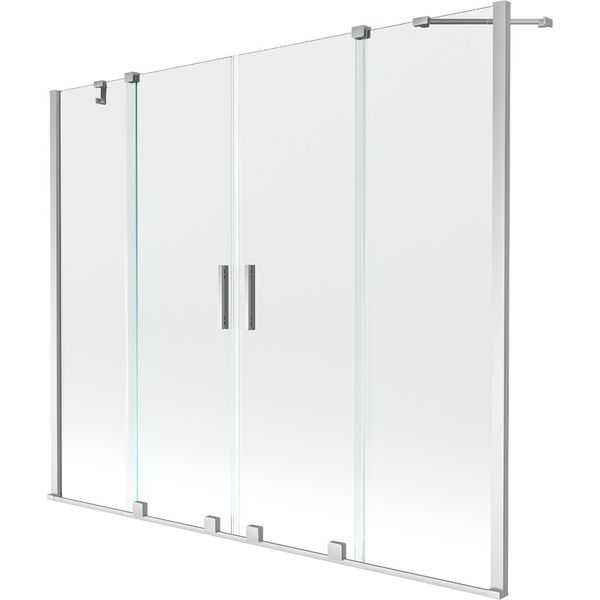 Mexen Velar Duo Paratia Vasca Da Bagno A 2 Pannelli Scorrevoli 200 X 150 Cm, Trasparente, Cromo - 896-200-000-02-01-image