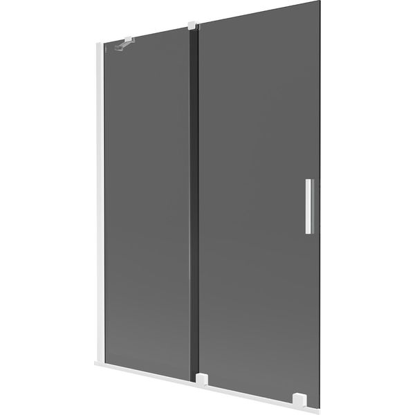 Mexen Velar Paravento Per Vasca Da Bagno A 2 Ante Scorrevoli 130 X 150 Cm, Grafite, Bianco - 896-130-000-41-20-image