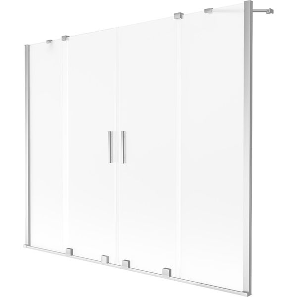 Mexen Velar Duo Paratia Per Vasca Da Bagno A 2 Ante Scorrevoli 200 X 150 Cm, Smerigliata, Cromo - 896-200-000-32-01-image