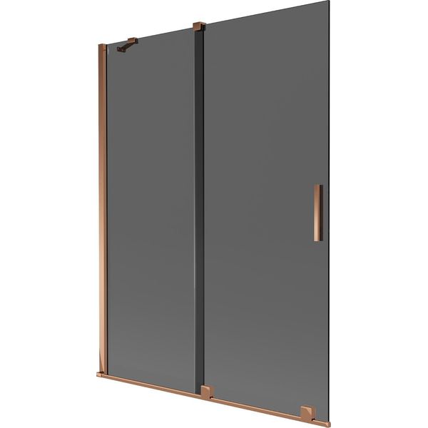 Mexen Velar Paratia Per Vasca Da Bagno Scorrevole A 2 Ante 130 X 150 Cm, Grafite, Oro Rosa - 896-130-000-41-60-image