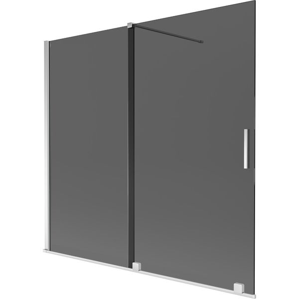 Mexen Velar Paratia Da Bagno A 2 Ante Scorrevoli 170 X 150 Cm, Grafite, Cromo - 896-170-000-41-01-image