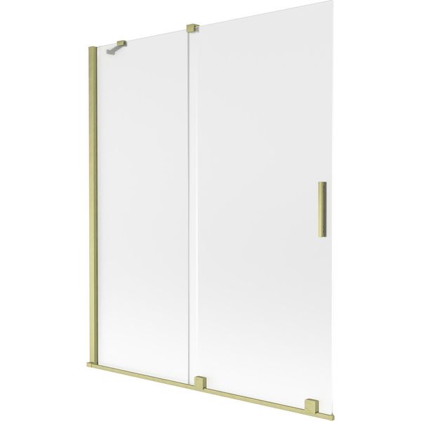 Mexen Velar Paravento Da Bagno 2-Ante Scorrevoli 140 X 150 Cm, Gelo, Oro Spazzolato - 896-140-000-31-55-image