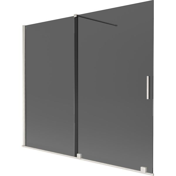 Mexen Velar Paratia Da Bagno A 2 Ante Scorrevoli 180 X 150 Cm, Grafite, Nichel Spazzolato - 896-180-000-41-97-image