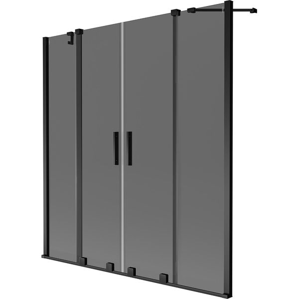 Mexen Velar Duo Paratia Per Vasca Da Bagno A 2 Ante Scorrevoli 150 X 150 Cm, Grafite, Nero - 896-150-000-42-70-image