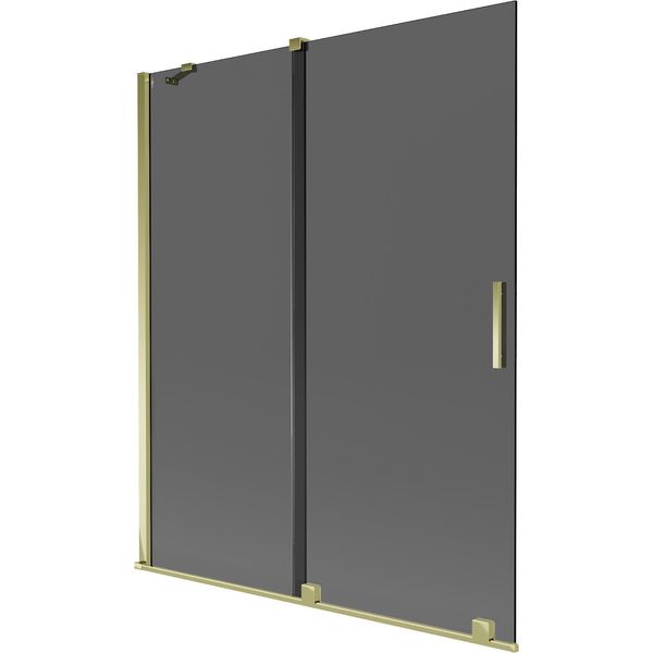 Mexen Velar Paratia Per Vasca Da Bagno A 2 Ante Scorrevoli 140 X 150 Cm, Grafite, Oro - 896-140-000-41-50-image