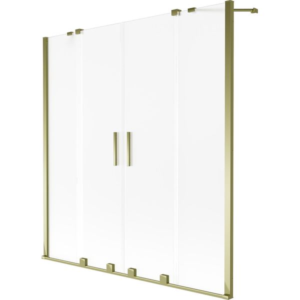 Mexen Velar Duo Paravento Da Vasca Da Bagno A 2 Ante Scorrevoli 140 X 150 Cm, Opaco, Oro - 896-140-000-32-50-image