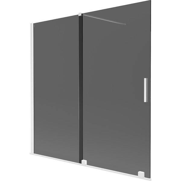 Mexen Velar Paratia Vasca Da Bagno Scorrevole A 2 Ante 160 X 150 Cm, Grafite, Bianco - 896-160-000-41-20-image