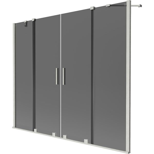 Mexen Velar Duo Paratia Da Vasca Da Bagno Scorrevole A 2 Ante 170 X 150 Cm, Grafite, Nichel Spazzolato - 896-170-000-42-97-image