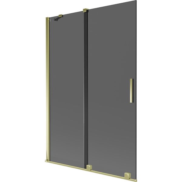 Mexen Velar Paravento Per Vasca Da Bagno A 2 Ante Scorrevoli 120 X 150 Cm, Grafite, Oro - 896-120-000-41-50-image