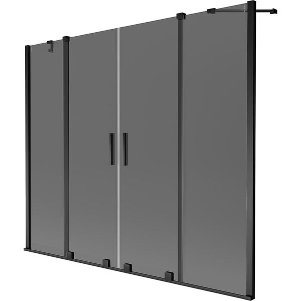 Mexen Velar Duo Paravento Da Vasca Da Bagno 2 Ante Scorrevoli 180 X 150 Cm, Grafite, Nero - 896-180-000-42-70-image
