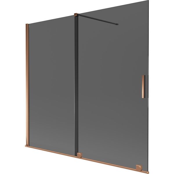 Mexen Velar Paratia Vasca Da Bagno A 2 Ante Scorrevoli 170 X 150 Cm, Grafite, Oro Rosa - 896-170-000-41-60-image