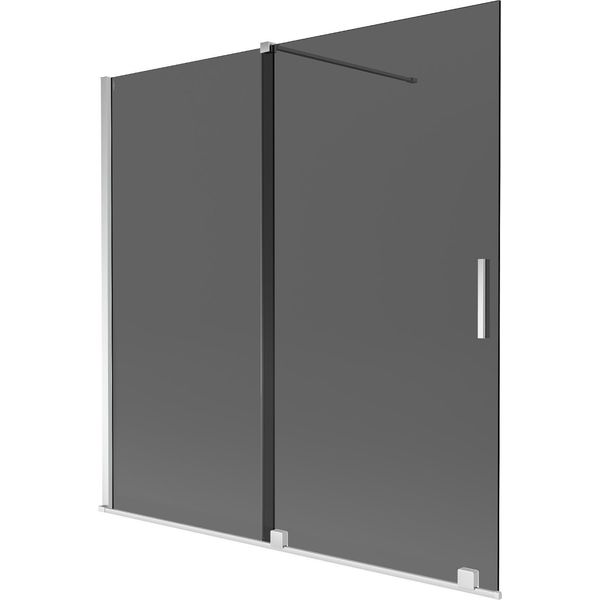 Mexen Velar Paratia Per Vasca Da Bagno A 2 Ante Scorrevoli 160 X 150 Cm, Grafite, Cromo - 896-160-000-41-01-image