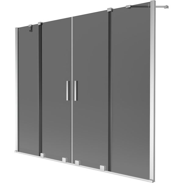 Mexen Velar Duo Paratia Da Bagno A 2 Ante Scorrevoli 200 X 150 Cm, Grafite, Cromo - 896-200-000-42-01-image