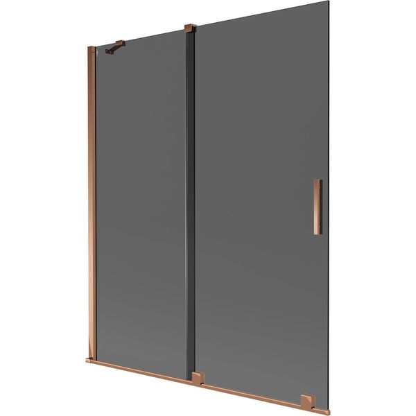 Mexen Velar Paratia Per Vasca Da Bagno A 2 Ante Scorrevoli 140 X 150 Cm, Grafite, Oro Rosa - 896-140-000-41-60-image