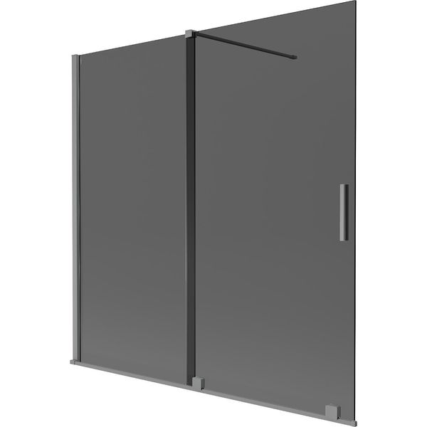 Mexen Velar Paravento Per Vasca Da Bagno A 2 Ante Scorrevoli 160 X 150 Cm, Grafite, Gun Metal - 896-160-000-41-95-image