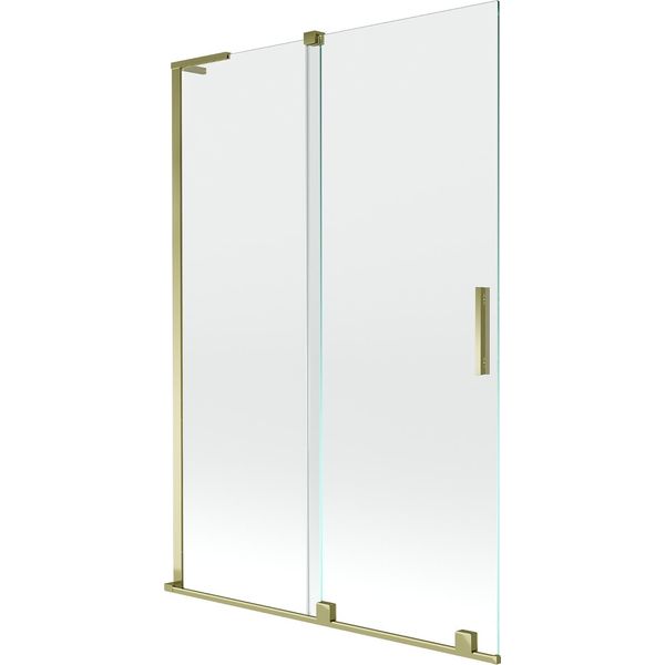 Mexen Velar L Paratia Per Vasca Da Bagno A 2 Ante Scorrevoli 120 X 150 Cm, Trasparente, Oro - 896-120-003-01-50-image