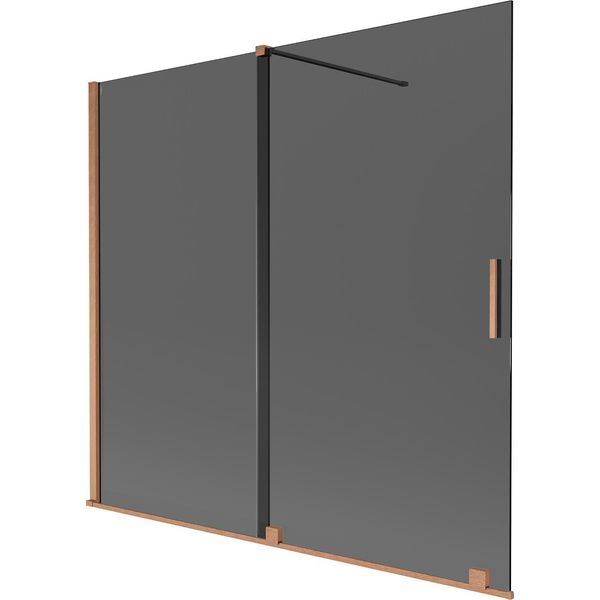 Mexen Velar Paratia Per Vasca Da Bagno Scorrevole A 2 Ante 170 X 150 Cm, Grafite, Rame Spazzolato - 896-170-000-41-65-image