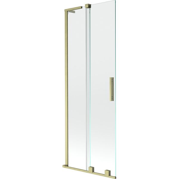 Mexen Velar L Paratia Per Vasca Da Bagno Scorrevole A 2 Ante 70 X 150 Cm, Trasparente, Oro Spazzolato - 896-070-003-01-55-image
