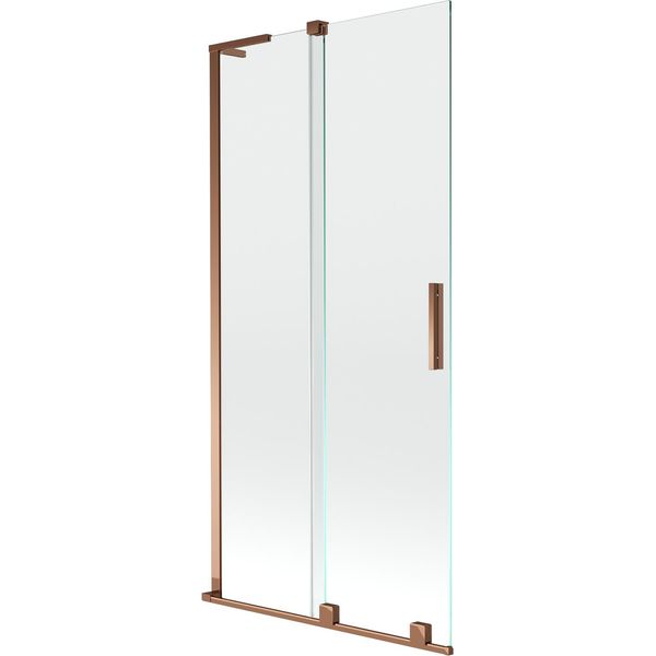 Mexen Velar L Paratia Per Vasca Da Bagno Scorrevole A 2 Ante 95 X 150 Cm, Trasparente, Oro Rosa - 896-095-003-01-60-image