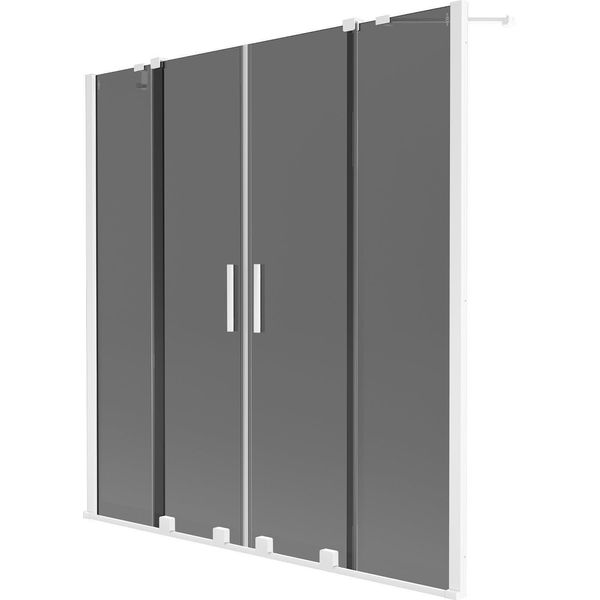 Mexen Velar Duo Paravento Da Vasca 2-Ante Scorrevole 160 X 150 Cm, Grafite, Bianco - 896-160-000-42-20-image