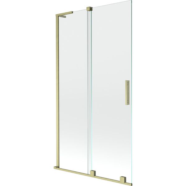 Mexen Velar L Paratia Da Vasca Da Bagno 2-Ante Scorrevole 100 X 150 Cm, Trasparente, Oro Spazzolato - 896-100-003-01-55-image
