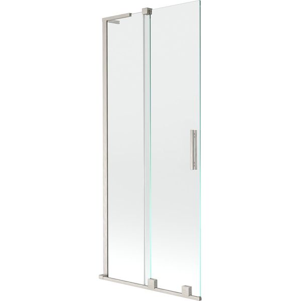 Mexen Velar L Paratia Per Vasca Da Bagno A 2 Ante Scorrevoli 85 X 150 Cm, Trasparente, Nichel Spazzolato - 896-085-003-01-97-image