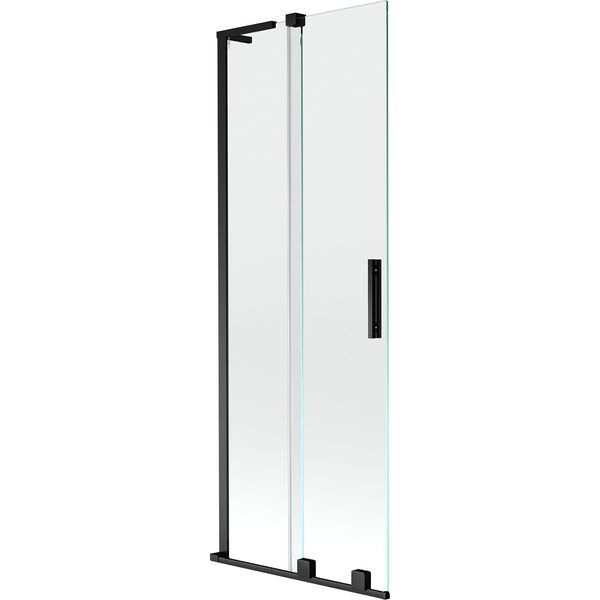 Mexen Velar L Paratia Per Vasca Da Bagno 2 Ante Scorrevoli 75 X 150 Cm, Trasparente, Nero - 896-075-003-01-70-image