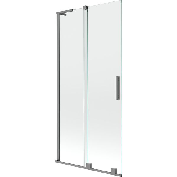 Mexen Velar L Paratia Per Vasca Da Bagno A 2 Ante Scorrevoli 95 X 150 Cm, Trasparente, Metallo Canna Di Fucile-image