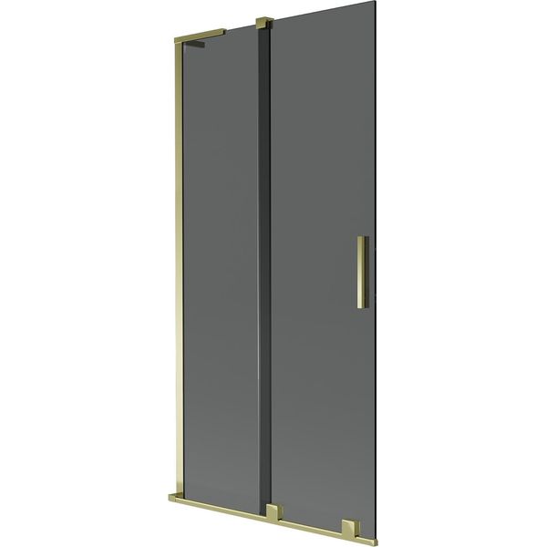 Mexen Velar L Paravento Per Vasca Da Bagno A 2 Ante Scorrevoli 95 X 150 Cm, Grafite, Oro - 896-095-003-41-50-image