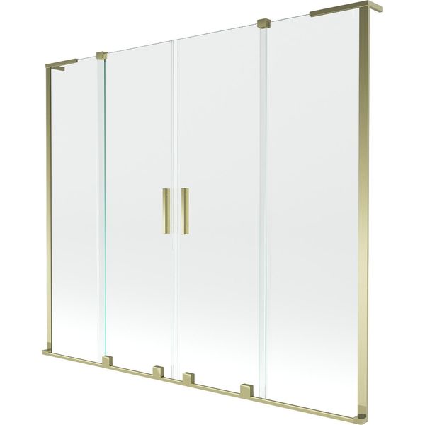 Mexen Velar L Duo Paravento Da Vasca A 2 Ante Scorrevoli 180 X 150 Cm, Trasparente, Dorato - 896-180-003-02-50-image