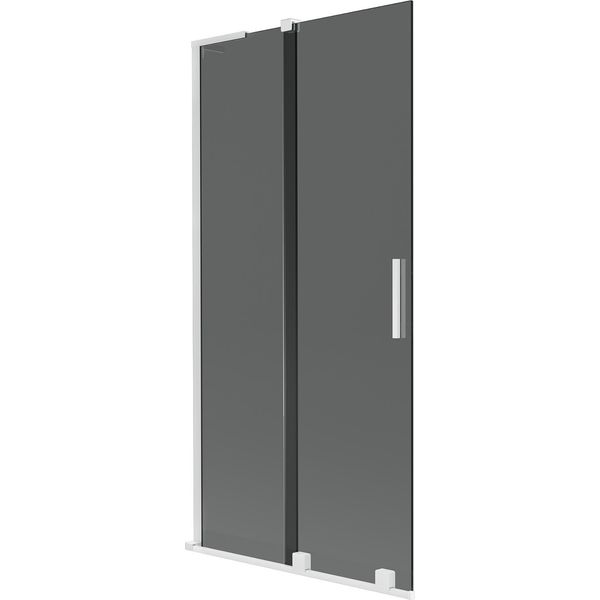 Mexen Velar L Paratia Vasca Da Bagno A 2 Ante Scorrevole 90 X 150 Cm, Grafite, Bianco - 896-090-003-41-20-image
