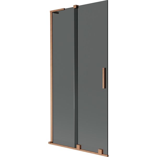 Mexen Velar L Paratia Da Vasca Da Bagno Scorrevole A 2 Ante 95 X 150 Cm, Grafite, Rame Spazzolato - 896-095-003-41-65-image