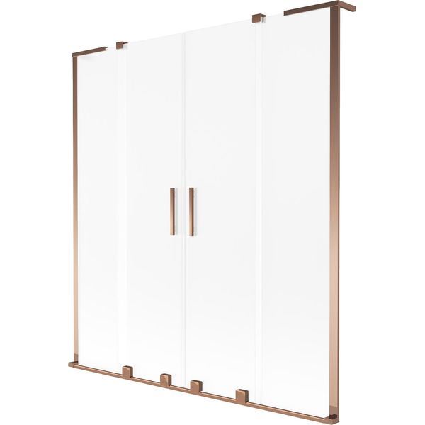 Mexen Velar L Duo Paravento Vasca Da Bagno Scorrevole A 2 Ante 160 X 150 Cm, Smerigliato, Oro Rosa - 896-160-003-32-60-image