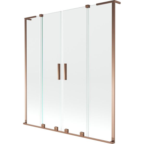 Mexen Velar L Duo Schermo Per Vasca Da Bagno 2 Ante Scorrevoli 160 X 150 Cm, Trasparente, Oro Rosa - 896-160-003-02-60-image