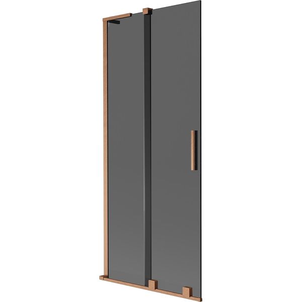 Mexen Velar L Paratia Per Vasca Da Bagno Scorrevole A 2 Ante 80 X 150 Cm, Grafite, Rame Spazzolato - 896-080-003-41-65-image