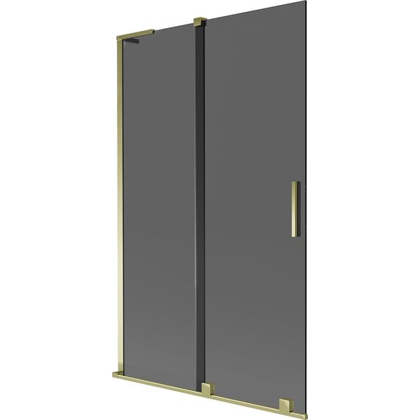 Mexen Velar L Paratia Vasca Da Bagno A 2 Ante Scorrevoli 110 X 150 Cm, Grafite, Oro - 896-110-003-41-50-image