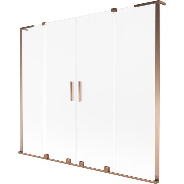 Mexen Velar L Duo Paratia Per Vasca Da Bagno A 2 Ante Scorrevoli 170 X 150 Cm, Smerigliata, Oro Rosa - 896-170-003-32-60-image