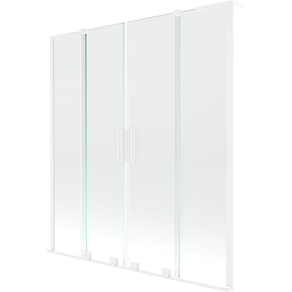 Mexen Velar L Duo Paravento Per Vasca Da Bagno Scorrevole A 2 Ante 160 X 150 Cm, Trasparente, Bianco - 896-160-003-02-20-image