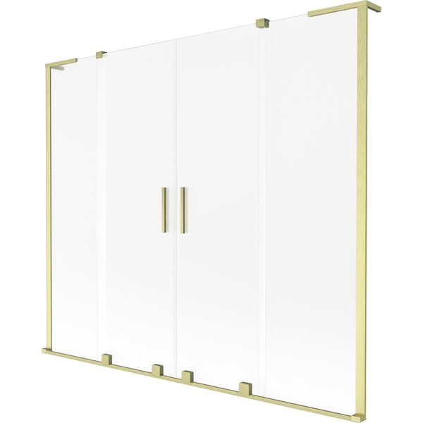 Mexen Velar L Duo Paratia Da Vasca Da Bagno A 2 Ante Scorrevole 180 X 150 Cm, Brina, Oro Spazzolato - 896-180-003-32-55-image