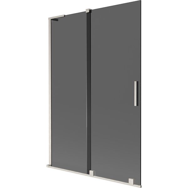 Mexen Velar L Paravento Per Vasca Da Bagno A 2 Ante Scorrevoli 120 X 150 Cm, Grafite, Nichel Spazzolato - 896-120-003-41-97-image