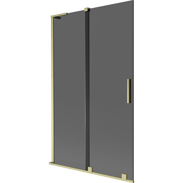 Mexen Velar L Paratia Per Vasca Da Bagno Scorrevole A 2 Ante 110 X 150 Cm, Grafite, Oro Spazzolato - 896-110-003-41-55-image