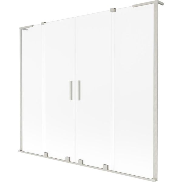 Mexen Velar L Duo Paratia Per Vasca Da Bagno A 2 Ante Scorrevoli 170 X 150 Cm, Brina, Nichel Spazzolato - 896-170-003-32-97-image