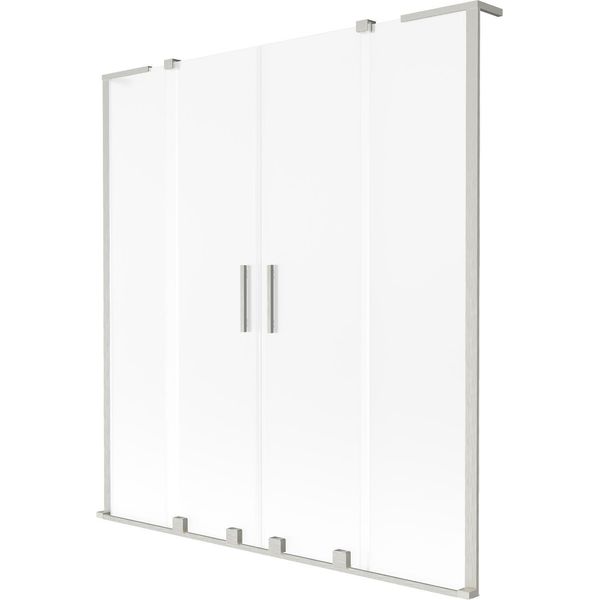Mexen Velar L Duo Paratia Per Vasca Da Bagno A 2 Ante Scorrevoli 150 X 150 Cm, Ghiaccio, Nichel Spazzolato - 896-150-003-32-97-image
