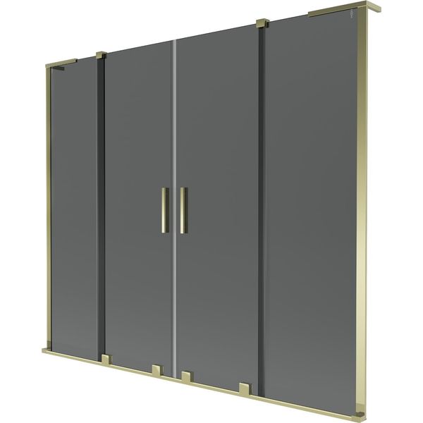 Mexen Velar L Duo Paravento Per Vasca Da Bagno A 2 Ante Scorrevoli 180 X 150 Cm, Grafite, Dorato - 896-180-003-42-50-image