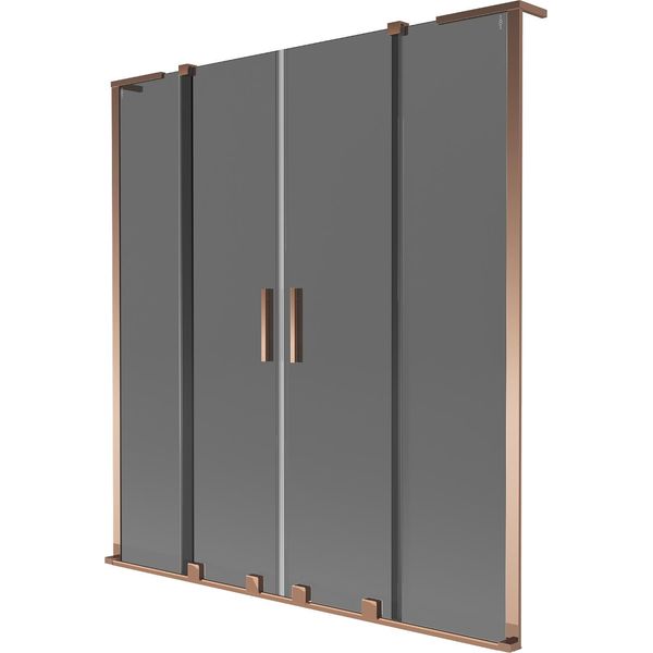 Mexen Velar L Duo Parete Per Vasca Da Bagno A 2 Ante Scorrevoli 160 X 150 Cm, Grafite, Oro Rosa - 896-160-003-42-60-image