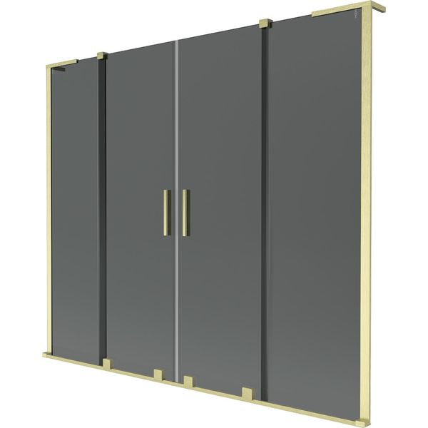 Mexen Velar L Duo Paratia Per Vasca Da Bagno A 2 Ante Scorrevoli 200 X 150 Cm, Grafite, Oro Spazzolato - 896-200-003-42-55-image