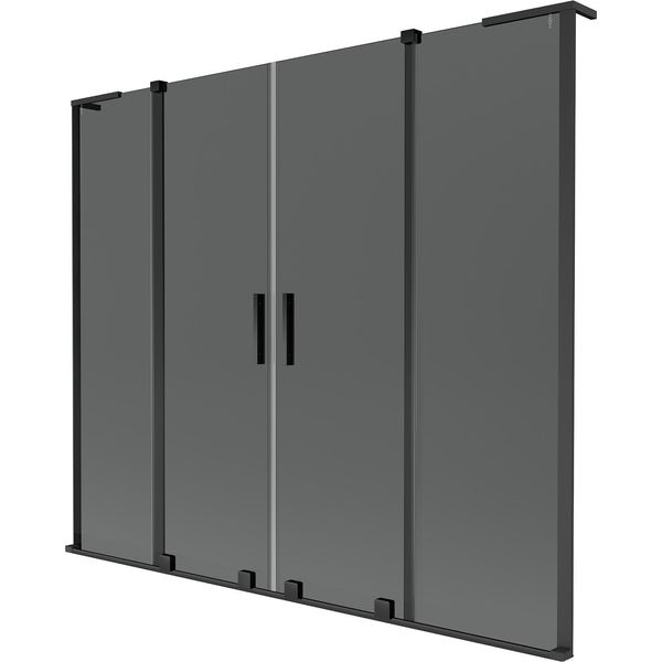 Mexen Velar L Duo Paratia Per Vasca Da Bagno Scorrevole A 2 Ante 180 X 150 Cm, Grafite, Nero - 896-180-003-42-70-image