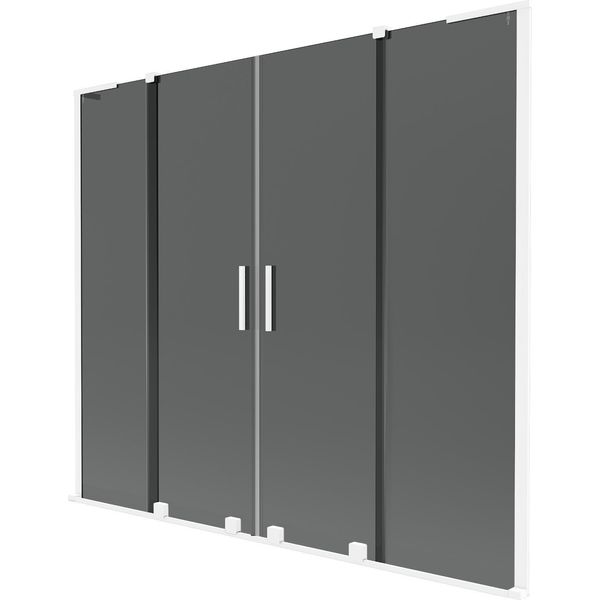 Mexen Velar L Duo Paratia Vasca Da Bagno A 2 Ante Scorrevoli 170 X 150 Cm, Grafite, Bianco - 896-170-003-42-20-image